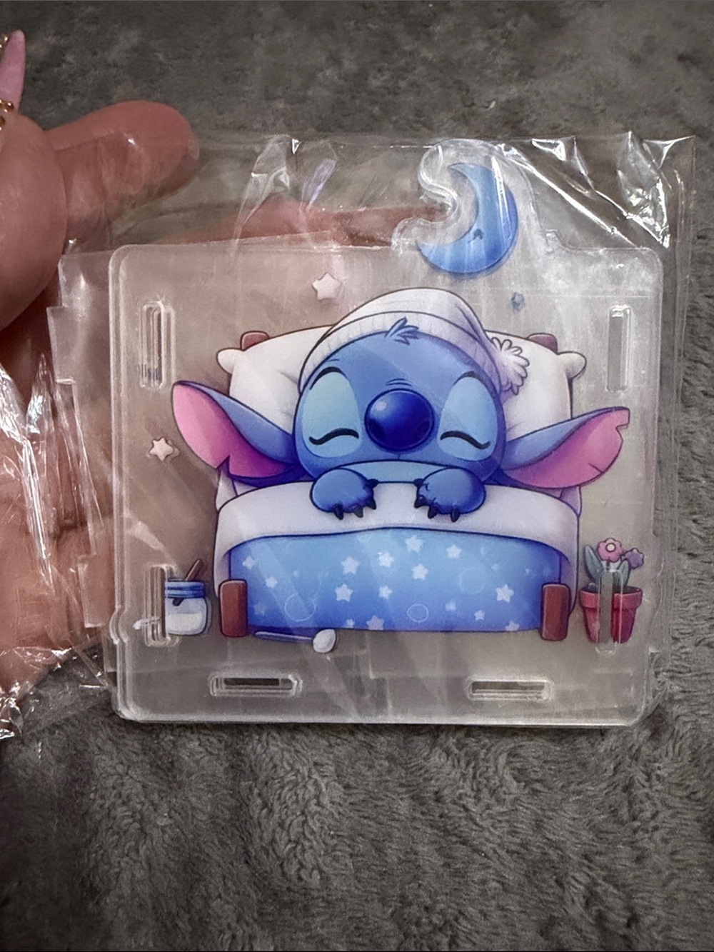 Sleeping Stitch Acrylic Pen Holder | Blue & Pink